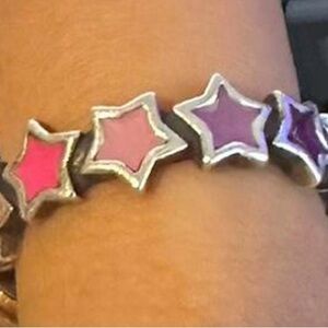 James Avery Silver Star Ring with Pink and Purple Accents